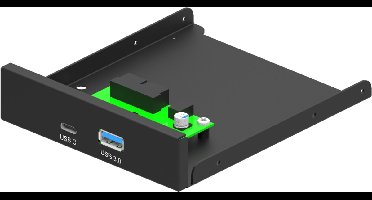 Intern 3.5'' frontpaneel, USB 3.1 Type-A + Type-C poort, zwart