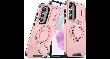 Hoesje Geschikt voor Samsung Galaxy A56 / A36 hoesje Rose Goud backcover met Met Draaibare Ring Houder en camera bescherming