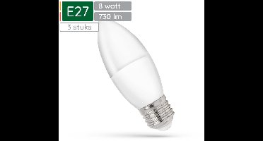 Spectrum LED Kaarslamp E27 8W - 230V - 730 Lumen - 4000K Neutraal Wit - Natuurlijk Licht - Energiezuinig - 3 stuks