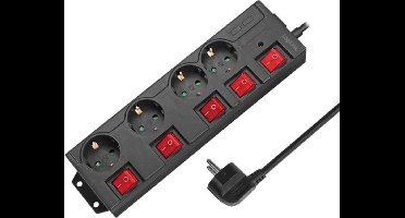 Logilink 4-voudige Stekkerdoos met 5 schakelaars - 3600W - 1,5 meter - Zwart