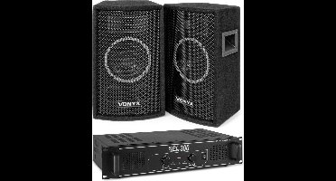 Vonyx geluidsinstallatie met 2x 6 inch woofers - 2-weg speakers en versterker - 500W