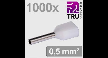 TRU COMPONENTS TC-13377224 Dubbele adereindhulzen 0.5 mm² Deels geïsoleerd Wit 1000 stuk(s)