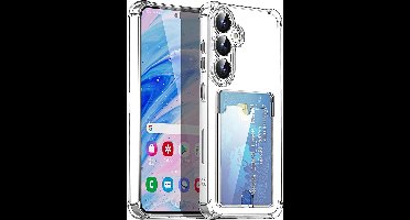 Transparant hoesje met Pasjeshouder geschikt voor Samsung Galaxy S25 Plus - Shock Proof Case - Kaarthouder