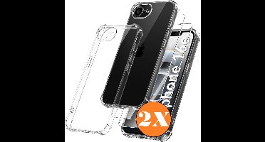 Hoesje Geschikt voor iPhone 16e / iPhone 17e transparant Anti Shock - iPhone SE 4th generation silicone hoesje met 2 Pack Screenprotector tempered glass