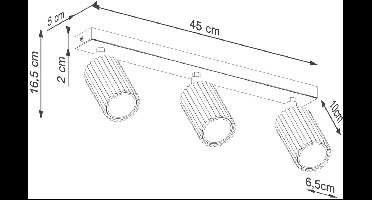 Sollux Lighting Plafondlamp Karbon - 16.5x45x6.5cm - GU10 - zwart - aluminium
