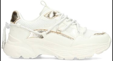 POSH by Poelman MADEE Dames Sneakers - Wit Met Gouden Combinatie