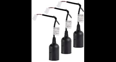 3 stuks | Verhuisfitting lamphouder Zwart met steekklem 2-polig | E27 | Max 100 watt