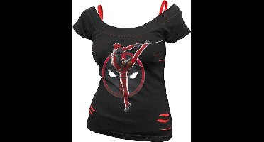 Deadpool Deadpool - Pose - 2 in1 Red Ripped Top Dames T-shirt - zwart - L
