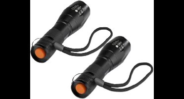 HI Survival LED zaklamp - 2x - zwart - aluminium - 300 lumen - noodpakket - preppen / vakantie