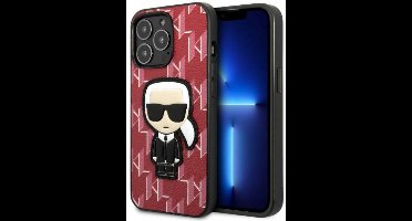 Karl Lagerfeld Monogram Ikonik Patch - Hoesje voor iPhone 13 Pro - Rood - Polycarbonaat - Ontwerperstijl
