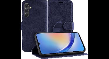 Just in Case hoesje geschikt voor Samsung Galaxy A34 Hoesje met Pasjeshouder - Premium Bookcase - Blauw