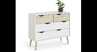 Giga Living Ladekast Oslo - Wit/Naturel - 100x80x50cm