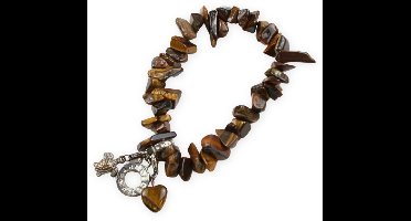 Split armband Tijgeroog met bedels