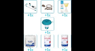 Zwembad Onderhoudspakket - Onderhoud Zwembad - bevat Stofzuiger - Scrubpad - Schepnet - Borstel - Testrips - Chloordrijver - Chloor - PH-min en PH-plus (7-delig)