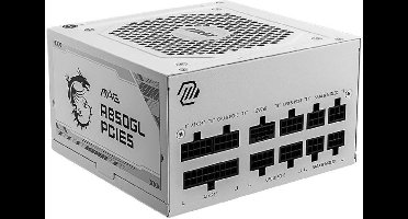 Interne Voeding - MSI MAG A850GL PCIE5 WHITE - ATX12V 3.0 - 80 Plus Gold - 850 Watt - Modulair - 100-240V - Actieve PFC - PCIe 5.0 - Wit