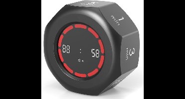 Digitale Cube Timer - Flip Timer voor Focus & Productiviteit - Oplaadbaar - 7 Presets - Visuele Voortgangsbalk - Pomodoro Timer voor Studie & Werk - Zwart