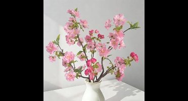 3 x Kunstmatige Kersenbloesem Takken, Decoratie, 46 cm, Witte Kunstbloemen, Lente Kersenbloesem Takken, Kunstbloemen, Kersentakken, Magnolia Tak, Zijden Bloemen, Lente - Donkerroze
