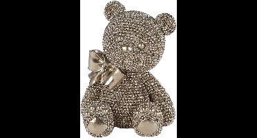 Teddybeer sculptuur goud polystone decoratie 10x8x13cm.
