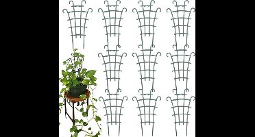 10 Stuks Stapelbare Trellis Voor Potplanten - Kunststof Plantentrellis - 25,5x 15,5 Cm - Mini-Tuintrellis Voor Binnen- En Buitenpotplanten - Groen
