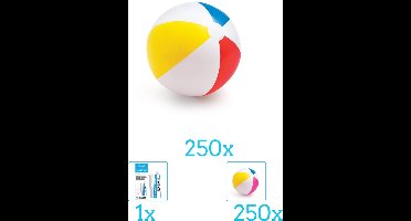 Intex Opblaasbare Strandbal Glossy - Medium - 51 cm - 59020NP - Diameter 51 cm inclusief Strandbal (250 stuks) en Reparatiesetje