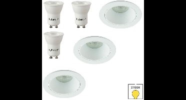 Lybardo - Inbouwspots 3-pack - Kantelbaar + LED Spot 2.4W - Warmwit Licht
