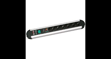 BACHMANN PRIMO stekkerdoos 6x geaard contact, overspanningsbeveiliging, aluminium, met schakelaar, 1,75 m