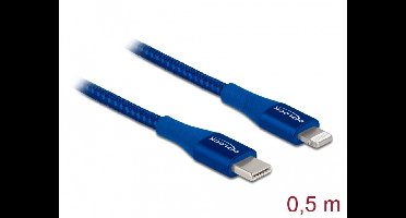 Delock Data and charging cable USB Type-C™ to Lightning™ for iPhone™, iPad™ and iPod™ blue 0.5 m MFi