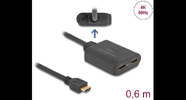 Delock HDMI Splitter 1 x HDMI in to 2 x HDMI out 4K 60 Hz with downscaler