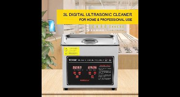 Ultrasoon reiniger - Draagbaar - Reinigingsapparaat voor Sieraden en Brillen - Capaciteit 3L - RVS - 33-40 kHz - 220V - Zilver