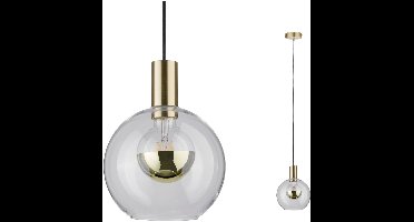 Neordic Hanglamp Esben E27 max. 20W Helder, Messing geborsteld dimbaar Glas, Metaal