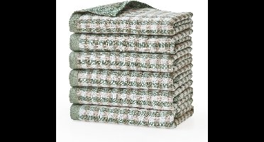 Boraboi ® Set van 6 Ultra-Zachte en Absorberende Katoenen Keuken- en Schoonmaakdoeken met Ruitpatroon