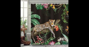 Boraboi ® Stijlvolle Douchegordijn met Tropische Jungle Print en Leopard Ontwerp voor Badkamer