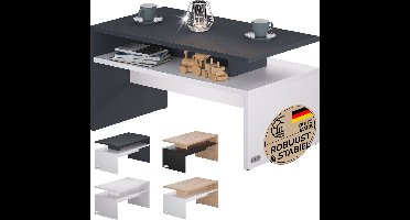 Casaria Salontafel – Opbervak 95x55x50cm Krasbestendig – Wit Zwart