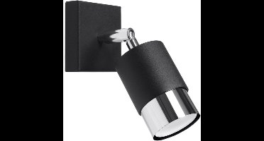 Sollux Lighting Wandlamp Nero - 16x8x17.5cm - GU10 - zwart/chroom - staal