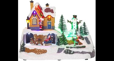 Star Trading Winterdorp Scenery 'Winterville' met kerstmotieven, batterijen + timer, 10 LED's, veelkleurig, B 23,5 cm