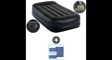 Intex Luchtbed - 1-Persoons - 99 x 191 x 42 cm - Blauw - Inclusief pomp en Hoeslaken