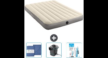 Intex Luchtbed - Twijfelaar - 137 x 191 x 25 cm - Beige - Inclusief Hoeslaken - Pomp en Reparatieset