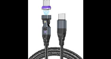 DrPhone USL - Magnetische USB C naar USB-C Kabel - 240W - Nylon Gevlochten - 180° Rotatie - 1.8 Meter - Voor Smartphones / Tablets