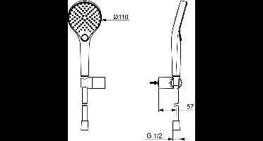 Hansa Viva - Doucheset met douchekop, houder en doucheslang, 3-jets, ECO, mat zwart 4417022033