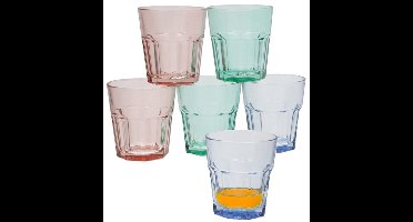 Gerimport Waterglazen/drinkglazen Everest - 6x stuks - transparant kleurenmix - 300 ml