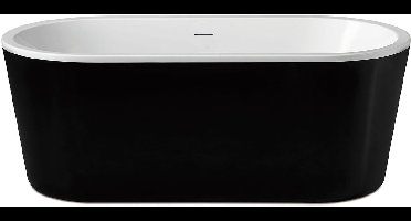 Xellanz Nero - Ligbad Vrijstaand - 80x178x55cm - Zwart/Wit - Ovaal - Acryl