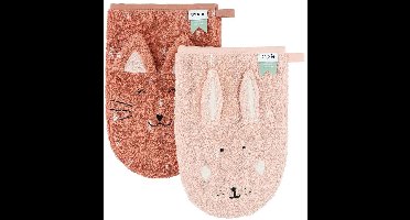 Washandje 2-pack | Mrs. Cat - Mrs. Rabbit