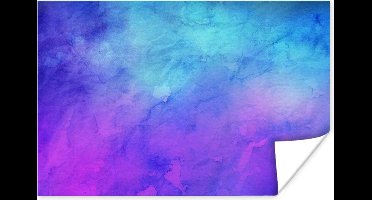 Poster Waterverf - Paars - Blauw - Lichtblauw - 30x20 cm