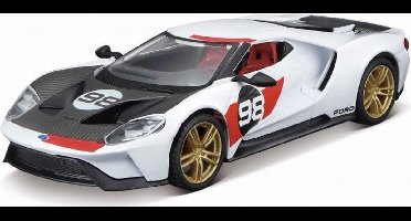 Bburago Ford GT #98 2021 Heritage Collection wit/zwart/rood modelauto schaalmodel 1:32