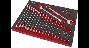 HBM Professionele 22 Delige Ring - Steeksleutelset Foam Inlay