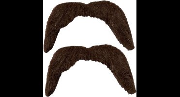 Smiffy's Cowboy snor - 4x - bruin - nep snor - plak snor - carnaval - wilde westen