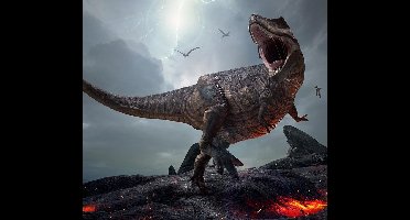 Dinosaurus T-Rex screamer volcano - Fotobehang (in banen) - 450 x 260 cm