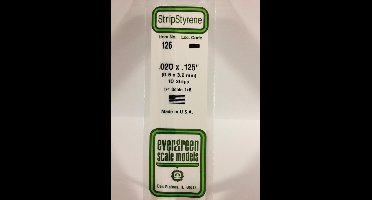 Evergreen Modelbouwdecoratie - 126 Strip 0,5mmX3,2mmX35cm - 10 stuks Styreen