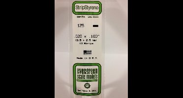 Evergreen Modelbouwdecoratie - 125 Strip 0,5mmX2,5mmX35cm - 10 stuks Styreen