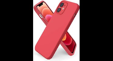 Hoesje Geschikt voor iPhone 12 Mini Hoesje Nano siliconen Backcover - Soft TPU case met micro fiber - Rood